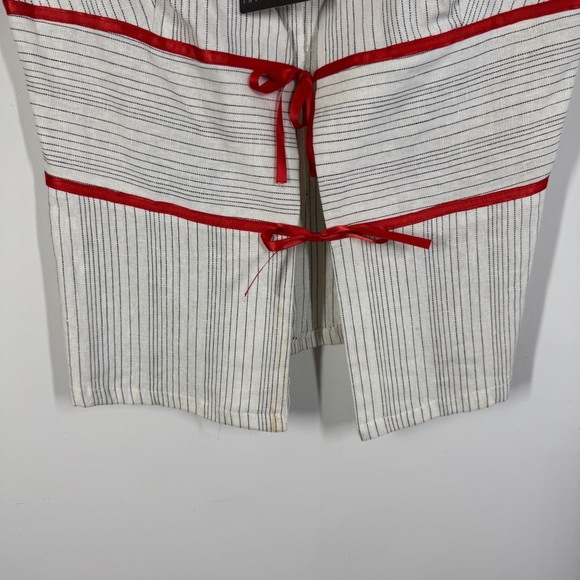 Zino Jordan White Pinstripe Linen Vest Red Tie Detail Size 48 EU Chic Top - Picture 4 of 10